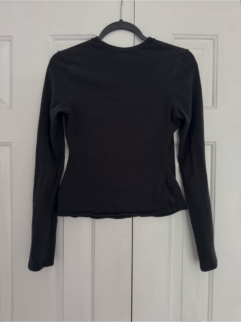SKIMS Black Cotton Jersey Long Sleeve Slim Fit Top - Picture 2 of 4